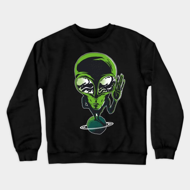 Funny Extraterrestrial Alien Crewneck Sweatshirt by Urban_Vintage